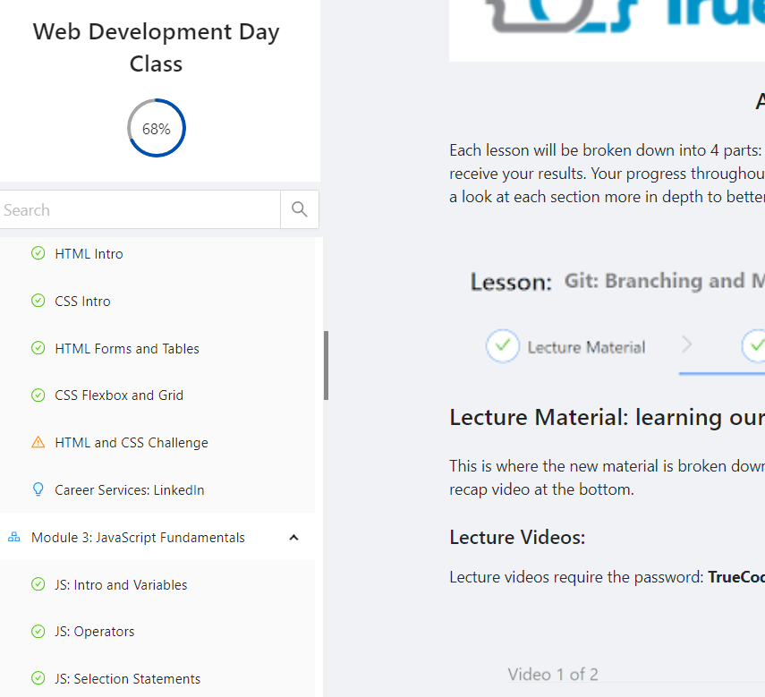 lesson status indicators