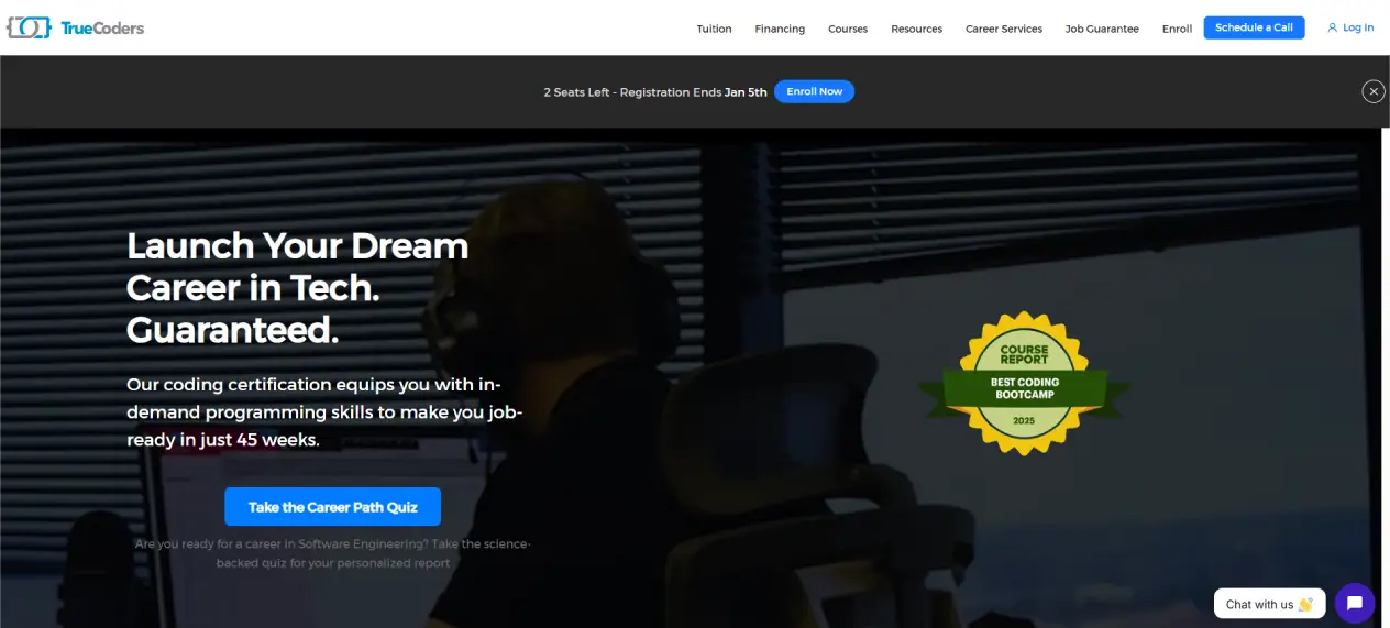 TrueCoders marketing site screenshot